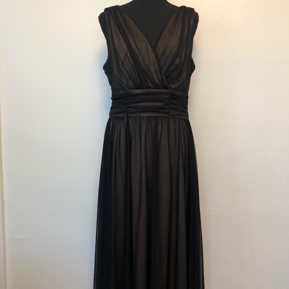 Long cocktail dress.